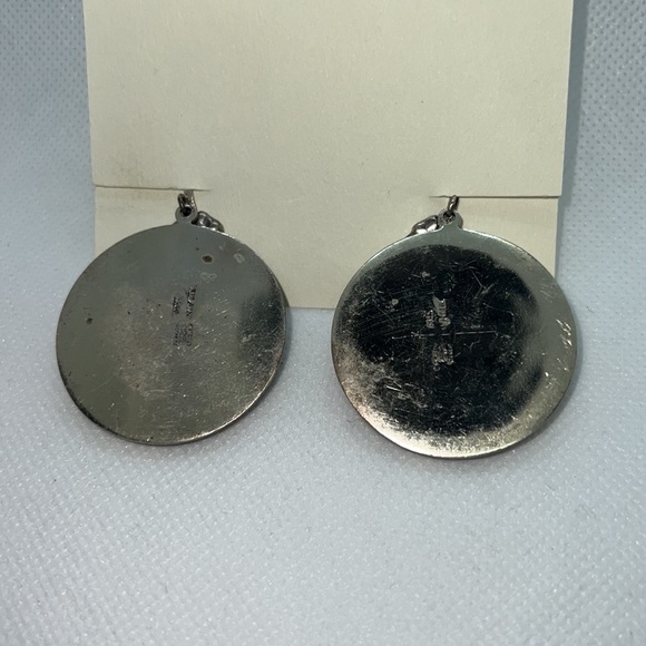 VINTAGE EARRINGS STERLING SILVER SCREW-BACK POST WESTERN BRONCO DESIGN EAR RINGS - Picture 5 of 9